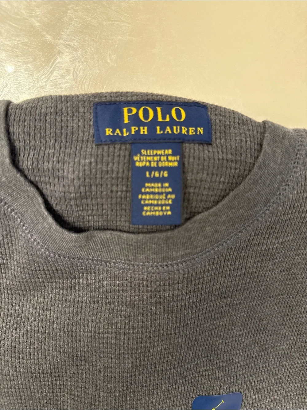 Polo by Ralph Lauren Charcoal Waffle-Knit Crewneck long sleeve sleepwear